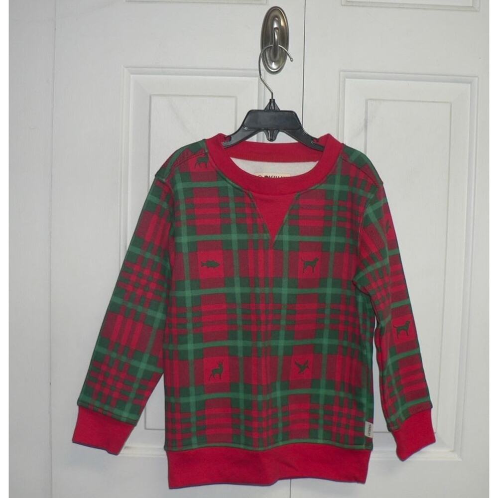 Magellan Outdoors Boys Holiday Fleece Crew Sweatshirt in Red Plaid XS(6/7) $20